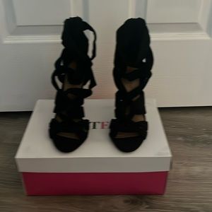 Black strappy heels